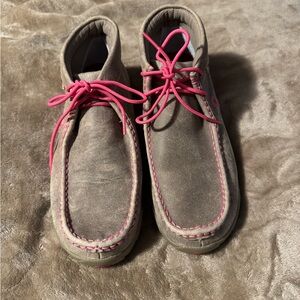Twisted X Tan Moccasin Boots with Pink Accents